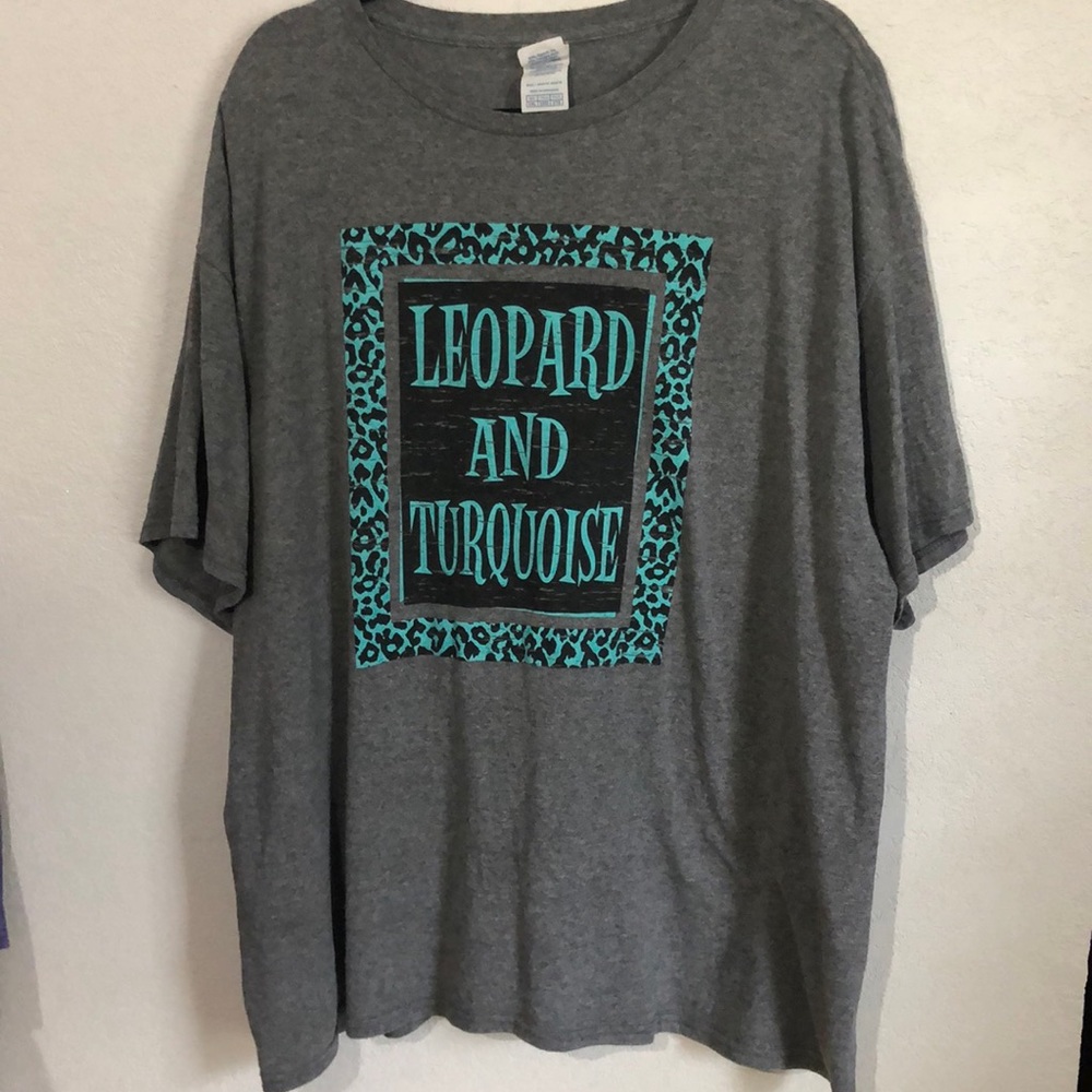 Leopard and Turquoise print t shirt